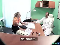 Wild fucking on the doctor's table with sexy blondie Adriana Dryli