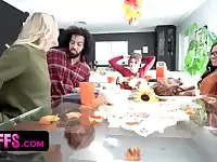 BFFS - Three Gal Friends Enjoy Their Thanksgiving Celebration By Sharing A Hot Guy